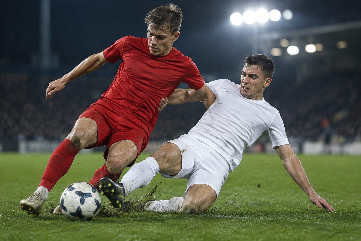 Spillere i nærkamp om bolden under en kamp i Superligaen